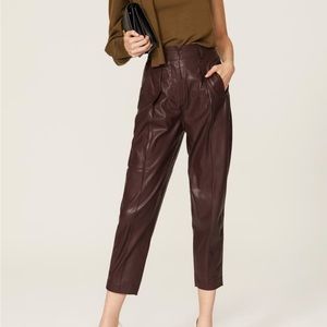 Blank NYC Shake Faux Leather Straight Leg High Waisted Pants Burgundy Sz 29
